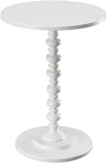 Convenience Concepts Palm Beach Spindle 17.75" Traditional Round End Living Room, Turned Solid Wood Side, Classic Display Pedestal Table, White