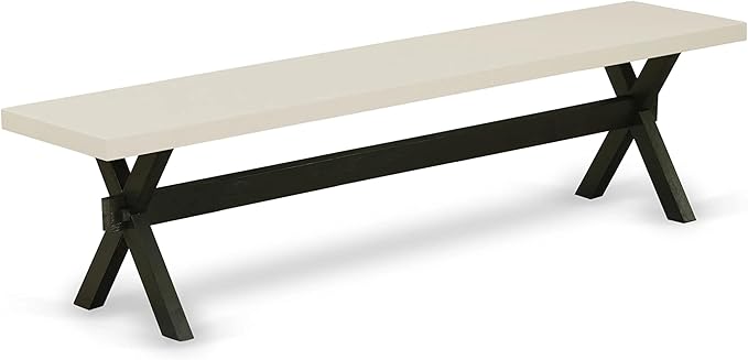 East West Furniture X627EL121-6 6 Piece Dinette Set Contains a Rectangle Dining Room Table with X-Legs and 4 Blue Linen Fabric Parson Chairs with a Bench, 40x72 Inch, Multi-Color