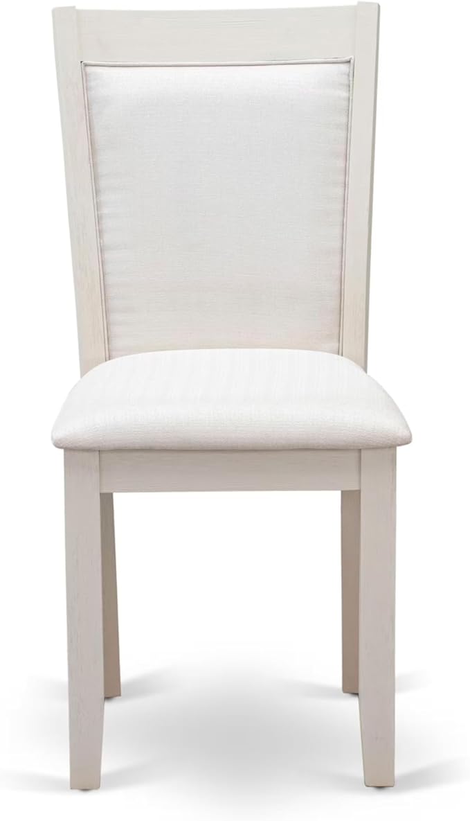 East West Furniture V097MZ001-9 9 Piece Modern Dining Table Set Includes a Rectangle Wooden Table with V-Legs and 8 Cream Linen Fabric Upholstered Parson Chairs, 40x72 Inch, Multi-Color
