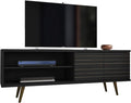Manhattan Comfort Liberty Mid Century Modern TV Stand for Televisions up to 60 Inches, Bedroom and Living Room Entertainment Center with Storage, Shelves, and Cabinet, 63" Wide, Black