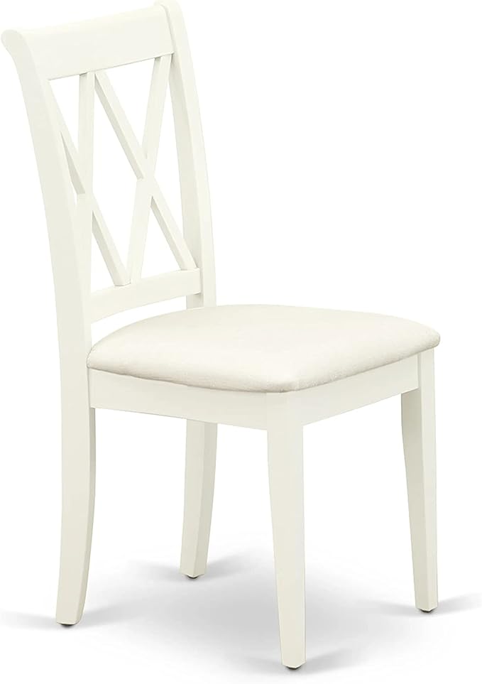 East West Furniture DOCL6-LWH-C 6 Piece Modern Dining Table Set Contains a Rectangle Wooden Table with Butterfly Leaf and 4 Linen Fabric Dining Chairs with a Bench, 42x78 Inch, Linen White