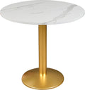 Round Modern Dinning Table 30 inches Bistro Tulip Table with White Faux Marble top Gold Sturdy Metal Frame,Easy Assemble,Diameter 30in*H28.54in