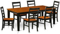 East West Furniture QUPF7-BCH-W 7 Piece Kitchen Table & Chairs Set Consist of a Rectangle Dining Table with Butterfly Leaf and 6 Dining Room Chairs, 40x78 Inch, Black & Cherry