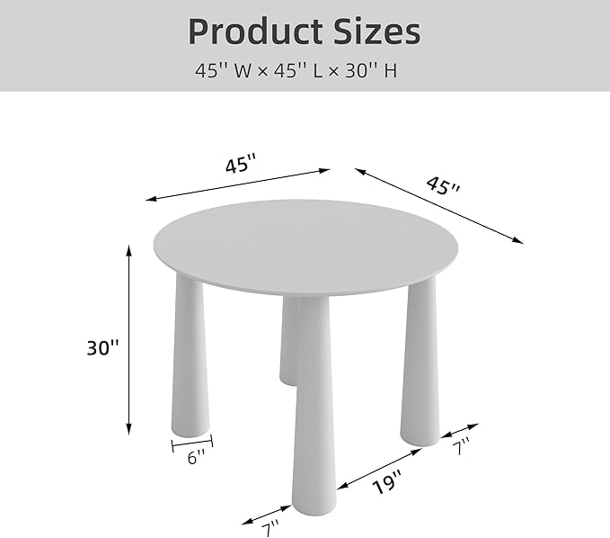 Casaphoria 45" Round Dining Table, Kitchen Table for 6 with Arc-Shaped Edge Top and Cylindrical Legs, Easy Assembly for Living Room, Dining Room, Oak