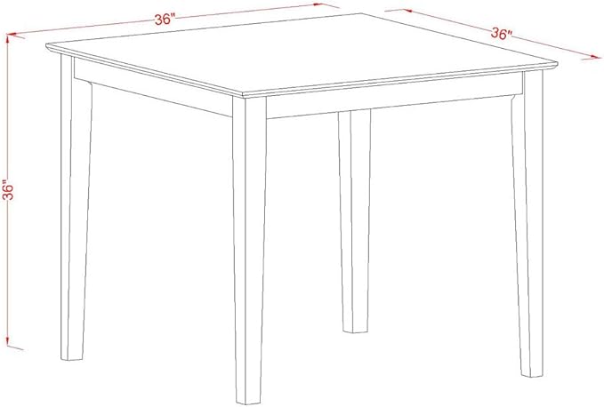 East West Furniture VNQU5-MAH-W 5 Piece Counter Height Pub Set Includes a Square Dining Room Table and 4 Kitchen Chairs, 36x36 Inch, Mahogany