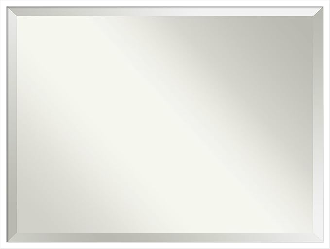 Amanti Art White Bathroom Mirror for Over Sink, 31x41 Svelte White Rectangle Vanity Mirror, X-Large Modern Wood Frame, Hangs Horizonally and Vertically, Bathroom Wall Decor, Beveled Edge from WI, USA