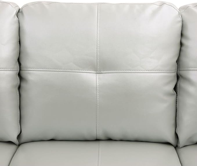 Silver Green L-Shaped 3-Piece Faux Leather Sofa with Storage Ottoman Set, Sectional Couch Sofa Set for Living Room, Office, Small Space