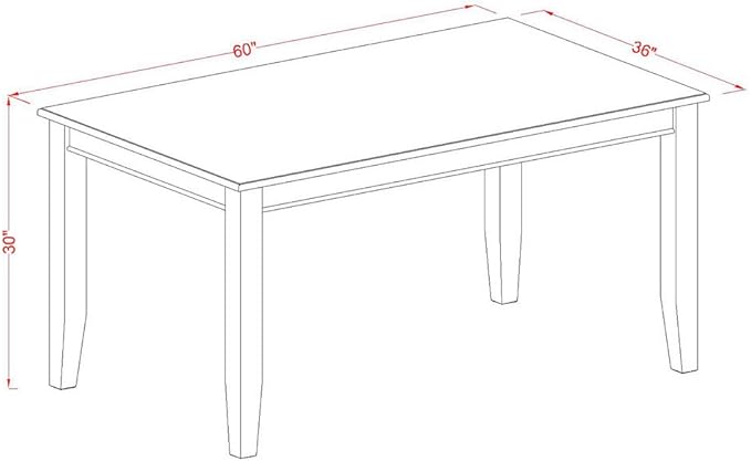East West Furniture DUAB5-BLK-06 5 Piece Kitchen Table Set for 4 Includes a Rectangle Dining Table and 4 Shitake Linen Fabric Parson Dining Room Chairs, 36x60 Inch, Black