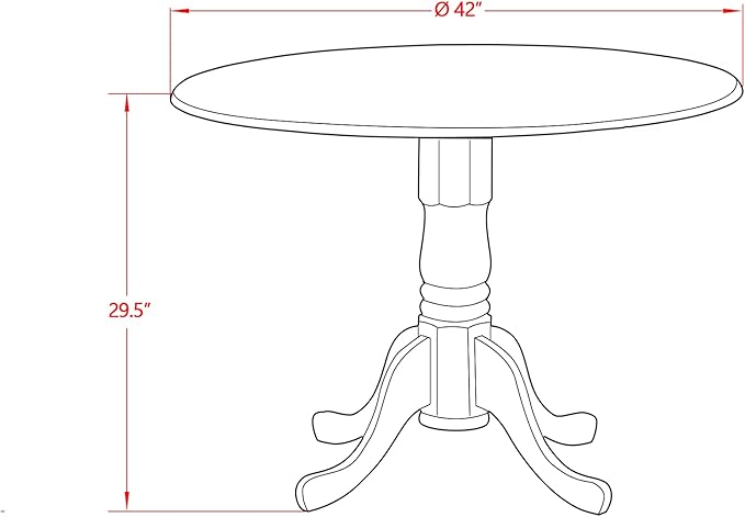 East West Furniture DMAB5-ABK-24 5 Piece Modern Dining Table Set Includes a Round Wooden Table with Dropleaf and 4 Black Color Linen Fabric Upholstered Chairs, 42x42 Inch, Wirebrushed Black