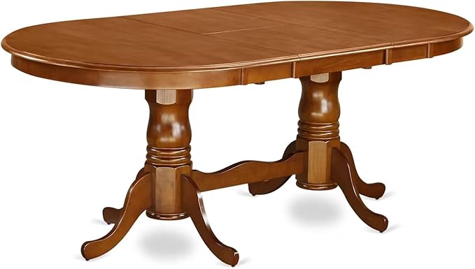 East West Furniture PLAV5-SBR-W 5 Piece Kitchen Table Set for 4 Includes an Oval Dining Table with Butterfly Leaf and 4 Dining Room Chairs, 42x78 Inch, Saddle Brown