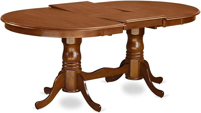 East West Furniture PLAV5-SBR-W 5 Piece Kitchen Table Set for 4 Includes an Oval Dining Table with Butterfly Leaf and 4 Dining Room Chairs, 42x78 Inch, Saddle Brown