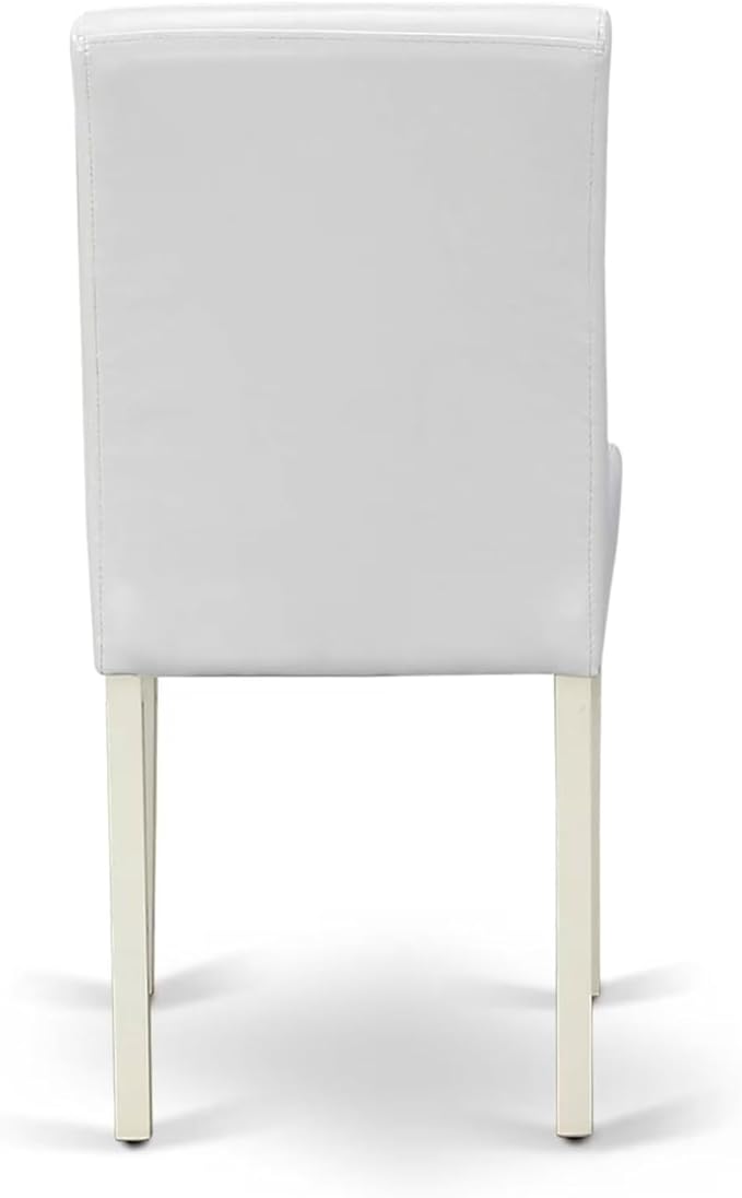 East West Furniture V077AB264-5 5 Piece Dinette Set for 4 Includes a Rectangle Dining Table with V-Legs and 4 White Faux Leather Parson Dining Room Chairs, 40x72 Inch, Multi-Color