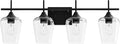 VONLUCE Bathroom Vanity Light, 4 Light Bathroom Light Fixture Over Mirror, Bathroom Wall Lamp with Clear Glass, Modern Black Vanity Lighting fixtures for Bathroom, Bedroom, Hallway