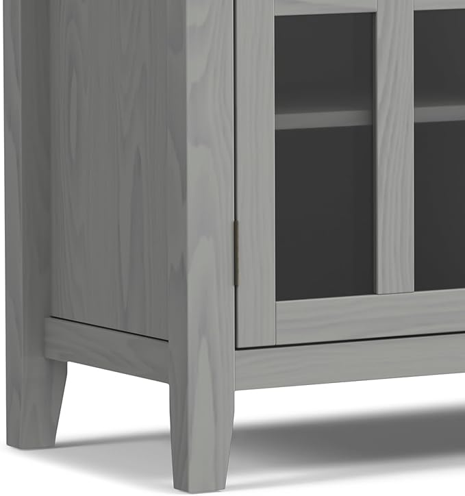 SIMPLIHOME Artisan SOLID WOOD 53 inch Wide Contemporary TV Media Stand in Fog Grey For TVs up to 60 inches for the Living Room and Entertainment Center
