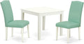 East West Furniture OXEN3-LWH-57 3 Piece Dinette Set for Small Spaces Contains a Square Dining Room Table and 2 Pond Faux Leather Parsons Dining Chairs, 36x36 Inch, Linen White
