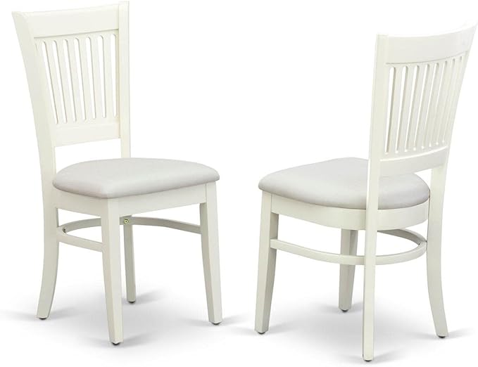 East West Furniture ANVA3-LWH-C 3 Piece Dining Table Set for Small Spaces Contains a Round Kitchen Table with Pedestal and 2 Linen Fabric Kitchen Dining Chairs, 36x36 Inch, Linen White