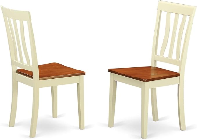 East West Furniture ANTI5-WHI-W 5 Piece Modern Dining Table Set Includes a Round Kitchen Table with Pedestal and 4 Dining Chairs, 36x36 Inch, Buttermilk & Cherry