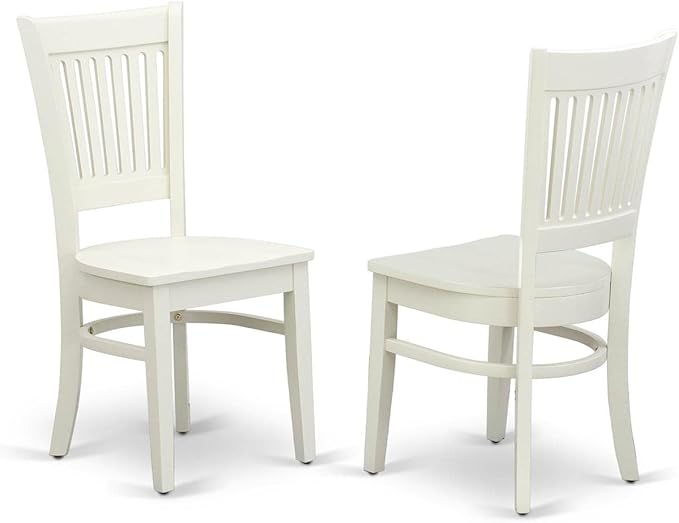 East West Furniture DMVA5-LWH-W 5 Piece Modern Dining Table Set Includes a Round Wooden Table with Dropleaf and 4 Kitchen Dining Chairs, 42x42 Inch, Linen White