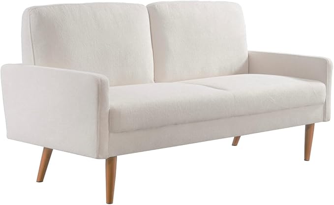 Kent Velvet Sofa, European Style with Sleek Design, Modern & Vintage Flair, Upholstered 3 Seater Couch, Chic Living Room Furniture Seating for Home, Apartment or Office, Ivory