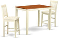 East West Furniture YAVN3-WHI-C 3 Piece Kitchen Counter Height Dining Table Set Contains a Rectangle Pub Table and 2 Linen Fabric Upholstered Chairs, 30x48 Inch, Buttermilk & Cherry