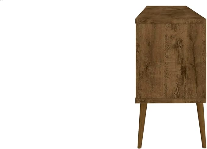 Manhattan Comfort Bradley Mid Century Modern TV Stand for Televisions up to 60 Inches, Living Room Entertainment Center with Storage, Media Shelves and Soft Close Doors, Rustic Brown/Yellow