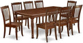 East West Furniture DODA9-MAH-W 9 Piece Dining Table Set Includes a Rectangle Dining Room Table with Butterfly Leaf and 8 Wood Seat Chairs, 42x78 Inch, Mahogany