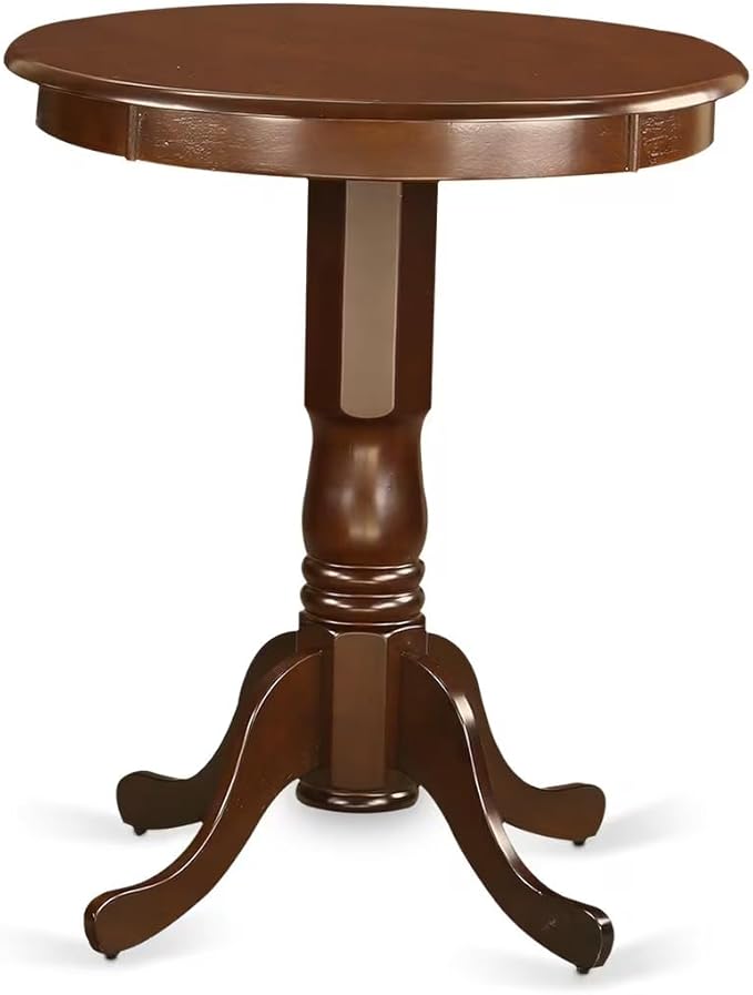 East West Furniture ESDA3-MAH-C 3 Piece Kitchen Table Set for Small Spaces Contains a Round Dining Table with Pedestal and 2 Linen Fabric Dining Room Chairs, 30x30 Inch, Mahogany