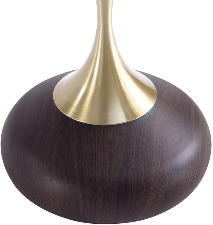 Manhattan Comfort Patchin Modern 15.75" Round End Table - Sleek Wood-Finished Steel Base with Gold Tabletop, Fully Assembled Accent Furniture, Set of 2, Brown/Gold