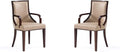 Manhattan Comfort Grand Faux Leather Dining Chairs with Arms, Padded Wingback Seat, Fine Rectangular Stitching and Solid Wood Frame, Set of 2, Tan