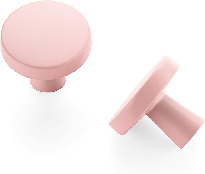 Ravinte 25 Pack Drawer Pulls 1-1/4 Inch Pink Kitchen Cabinet Knobs Solid Round Dresser Handles for Simple Cupboard Hardware