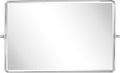 TEHOME 24 x 38'' Horizontal Farmhouse Chrome Metal Framed Pivot Rectangle Bathroom Mirror Tilting Beveled Vanity Mirrors for Wall