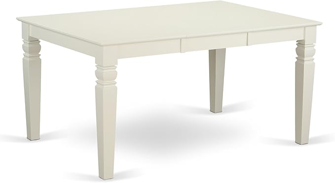 East West Furniture WEIP7-LWH-W 7 Piece Dining Table Set Consist of a Rectangle Dining Room Table with Butterfly Leaf and 6 Wooden Seat Chairs, 42x60 Inch, Linen White