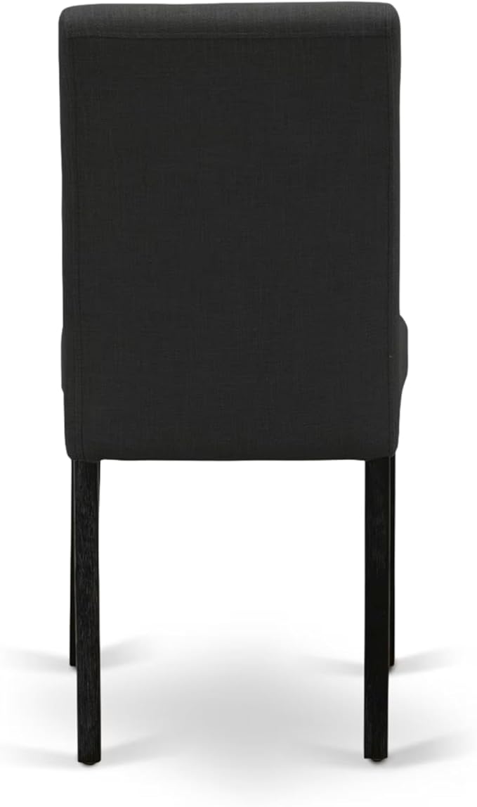 East West Furniture V677AB624-5 5 Piece Dinette Set Includes a Rectangle Dining Room Table with V-Legs and 4 Black Color Linen Fabric Parsons Dining Chairs, 40x72 Inch, Multi-Color