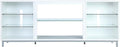 Manhattan Comfort Brighton 60" TV 7 Shelves, Tempered Glass Dividers and Media Wire Management, Modern Free-Standing Entertainment Center for Living Room, Fits up to 56" Television, OneSize, White