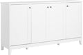 Prepac Yaletown 4 Panel Door Console Table with Storage, White Storage Cabinet with Doors and Shelves, Sideboard Storage Cabinet 60" W x 32" H x 16" D, WCBG-2220-1