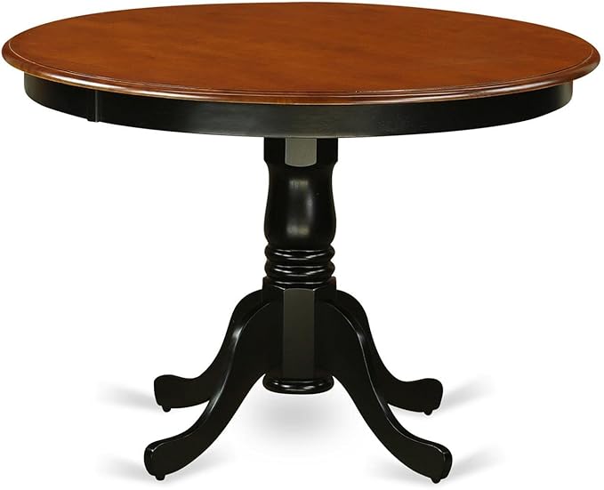 East West Furniture HLNO3-BCH-W 3 Piece Kitchen Table & Chairs Set Contains a Round Dining Room Table with Pedestal and 2 Dining Chairs, 42x42 Inch, Black & Cherry