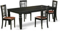 East West Furniture LGNI5-BLK-LC 5 Piece Kitchen Table & Chairs Set Includes a Rectangle Dining Table with Butterfly Leaf and 4 Faux Leather Dining Room Chairs, 42x84 Inch, Black