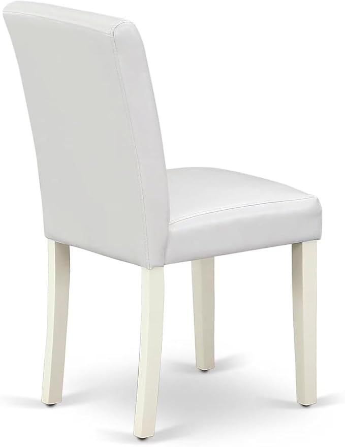 East West Furniture V077AB264-6 6 Piece Dining Table Set Contains a Rectangle Dining Room Table with V-Legs and 4 White Faux Leather Upholstered Chairs with a Bench, 40x72 Inch, Multi-Color