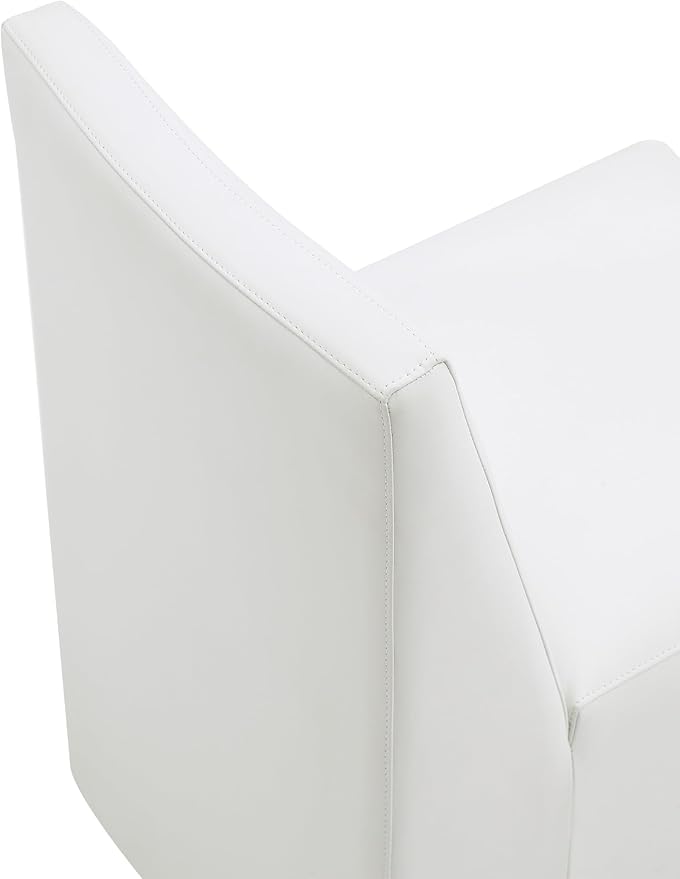 Manhattan Comfort Anna Square Modern Dining Chair with Head to Toe Faux Leather Upholstery and Plastic Foot Padding, Luxury Accent Furniture, Set of 1, Cream
