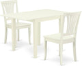 East West Furniture NDAV3-LWH-W 3 Piece Dining Set Contains a Rectangle Dining Room Table with Dropleaf and 2 Kitchen Chairs, 30x48 Inch, Linen White