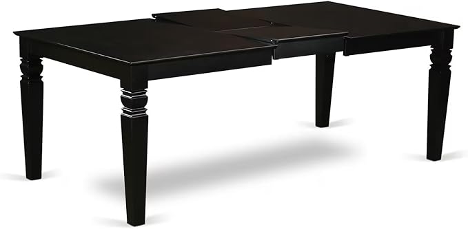 East West Furniture LGAN5-BLK-C 5 Piece Dinette Set for 4 Includes a Rectangle Dining Table with Butterfly Leaf and 4 Linen Fabric Dining Room Chairs, 42x84 Inch, Black