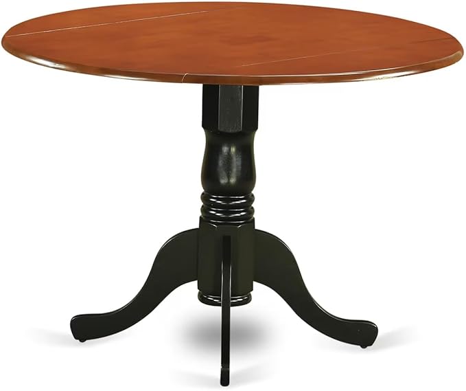East West Furniture DLAV3-BCH-W 3 Piece Dining Room Furniture Set Contains a Round Kitchen Table with Dropleaf and 2 Dining Chairs, 42x42 Inch, Black & Cherry