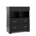 Storkcraft Brookside 2 Drawer Changing Table Dresser (Black) – GREENGUARD Gold Certified, Easy-to-Match Chest of Drawers and Cubbies for Nursery and Kids Bedroom, Includes Changing Table Topper