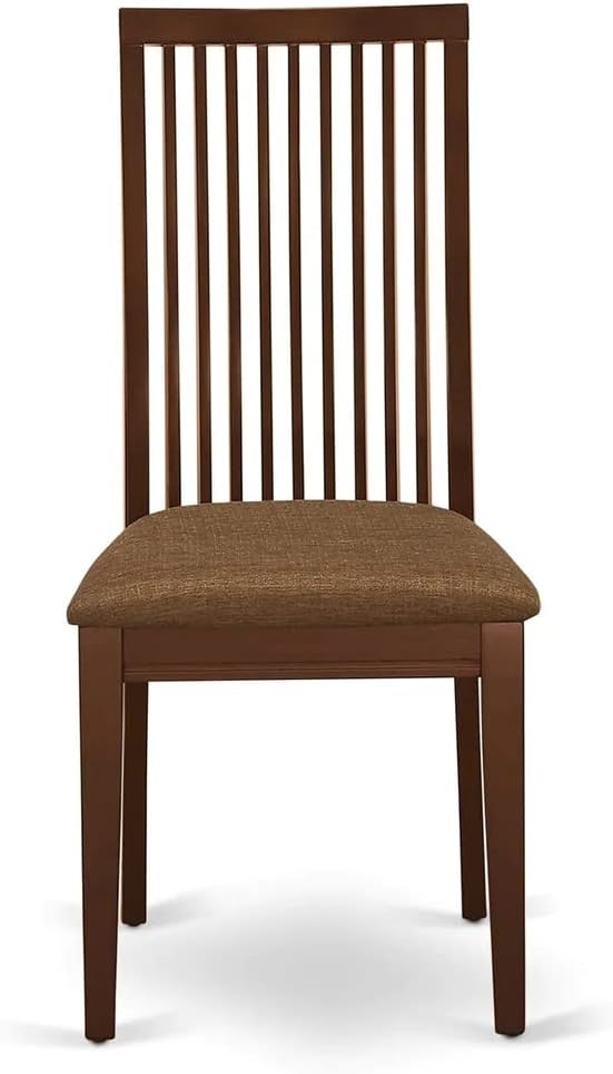East West Furniture DMIP3-MAH-C 3 Piece Dining Set Contains a Round Dining Room Table with Dropleaf and 2 Linen Fabric Upholstered Chairs, 42x42 Inch, Mahogany