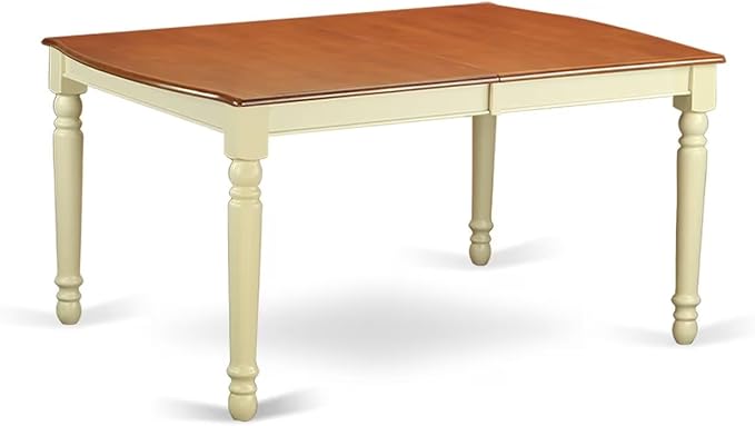 East West Furniture DOKE5-WHI-W 5 Piece Dining Room Furniture Set Includes a Rectangle Kitchen Table with Butterfly Leaf and 4 Dining Chairs, 42x78 Inch, Buttermilk & Cherry