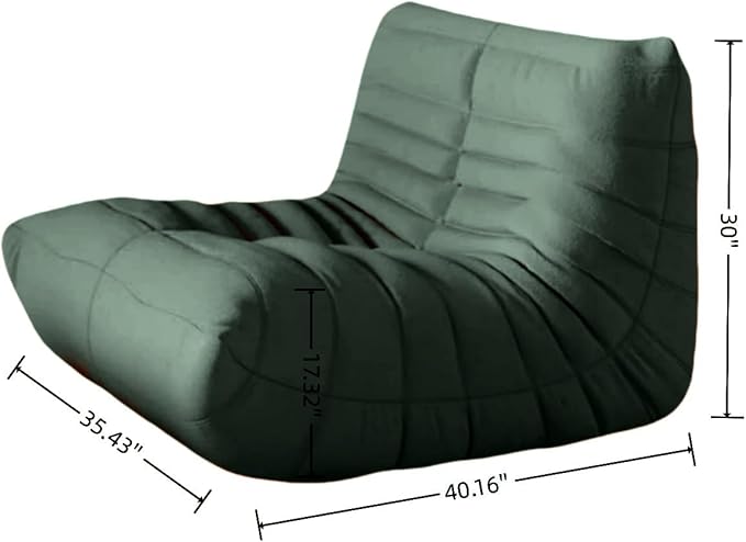 Bean Bag Chair - Memory Foam Bean Bag Chair for Adults, Comfy High-Resilience Single Sofa, Small Space Floor Chair, Chaise Lounge for Living Room, Bedroom (Dark Green, Wrinkles)