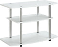 Convenience Concepts Designs2Go No Tools 3-Tier Stand Entertainment Center 37 Inches, Modern TV Console with Shelves for Living Room, 31.5", White