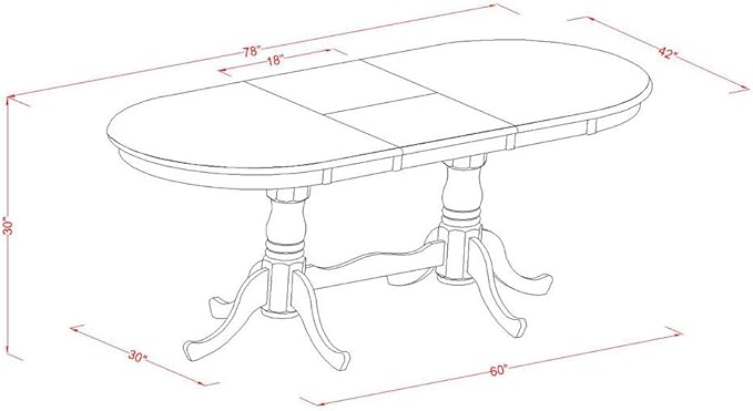 East West Furniture PLPF7-BCH-C 7 Piece Dining Table Set Consist of an Oval Dinner Table with Butterfly Leaf and 6 Linen Fabric Dining Room Chairs, 42x78 Inch, Black & Cherry