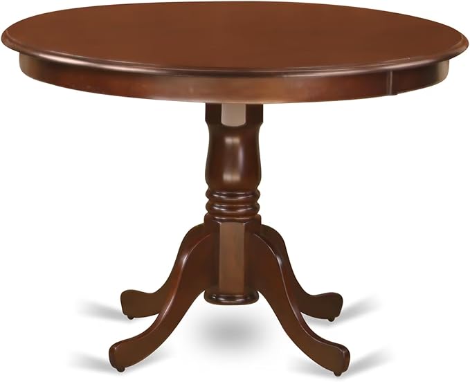 East West Furniture HLML5-MAH-LC 5 Piece Dining Table Set for 4 Includes a Round Kitchen Table with Pedestal and 4 Faux Leather Dining Room Chairs, 42x42 Inch, Mahogany