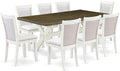 East West Furniture X077MZ001-9 9 Piece Dining Room Table Set Includes a Rectangle Dining Table with X-Legs and 8 Cream Linen Fabric Upholstered Parson Chairs, 40x72 Inch, Multi-Color